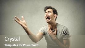  Presentation with acting - Audience pleasing PPT theme consisting of acting - desperate man backdrop and a gray colored foreground