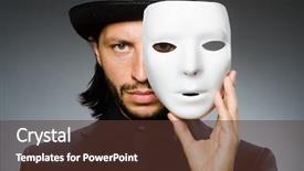  Presentation with acting - Slides featuring acting - funny concept with theatrical mask background and a tawny brown colored foreground