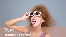  Presentation with eye popping funny cake pops - Slide set with acting modeling - portrait of funny amusing curly background and a coral colored foreground