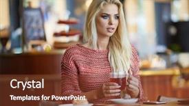  Presentation with tea cup - Amazing slide deck having acting modeling - young fashion woman drinks tea backdrop and a  colored foreground