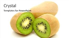  Presentation with kiwi fruit - Audience pleasing presentation theme consisting of actinidia - fresh kiwi fruit isolated backdrop and a white colored foreground