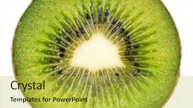  Presentation with fresh water splash green apple isolated white - PPT theme consisting of actinidia - half of fresh kiwi isolated background and a yellow colored foreground