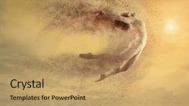  Presentation with dance beautiful couple dancing ballroom - Colorful theme enhanced with action figure flying in air backdrop and a coral colored foreground