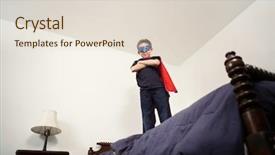  Presentation with hero - PPT layouts with action hero - boy superhero on bed background and a lemonade colored foreground