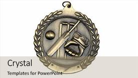  Presentation with medal - Beautiful PPT layouts featuring action hero - closeup shot of a sports backdrop and a coral colored foreground