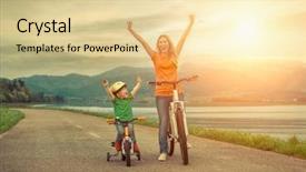  Presentation with bicycles - Audience pleasing PPT theme consisting of action learning - happiness mother and son backdrop and a blonde colored foreground