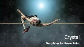  Presentation with high jump - Slide deck having action of high jump background and a dark gray colored foreground