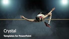  Presentation with high jump - Audience pleasing slide deck consisting of action of high jump backdrop and a dark gray colored foreground