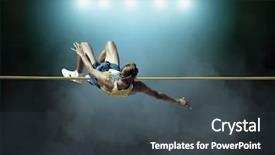  Presentation with high jump - Theme having action of high jump background and a dark gray colored foreground