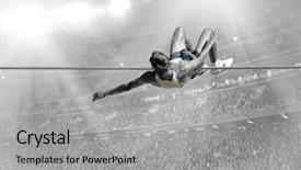  Presentation with high jump - Presentation design consisting of action of high jump background and a light gray colored foreground