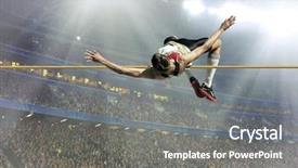  Presentation with high jump - Beautiful PPT theme featuring action of high jump backdrop and a  colored foreground