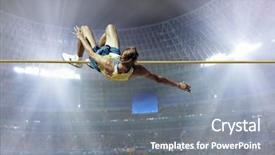  Presentation with high jump - Theme having action of high jump background and a gray colored foreground