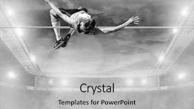  Presentation with high jump - Slide deck consisting of action of high jump background and a light gray colored foreground