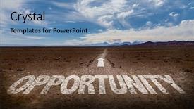  Presentation with potential - Amazing slide deck having action potential - opportunity written on desert road backdrop and a light blue colored foreground