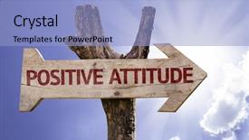  Presentation with positive attitude - PPT theme featuring action potential - positive attitude wooden sign background and a light blue colored foreground