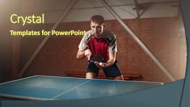  Presentation with table tennis - Cool new PPT theme with action reaction - table tennis male player backdrop and a tawny brown colored foreground