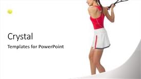  Presentation with professional tennis player athlete man - PPT theme featuring action sports - young woman tennis player isolated background and a  colored foreground
