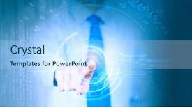  Presentation with virtual - Presentation theme featuring activate - close up of businessman pressing background and a light blue colored foreground
