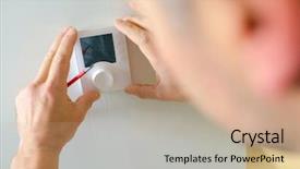  Presentation with remote medical fitting - Cool new slide deck with activate - electrician fitting a thermostat backdrop and a coral colored foreground