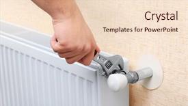  Presentation with repair - PPT theme consisting of activate - repair heating radiator close-up background and a lemonade colored foreground