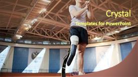  Presentation with exercise kids kid doing fitness - PPT layouts featuring amputation prosthesis - disable sportsman doing exercise background and a tawny brown colored foreground
