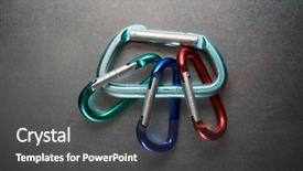  Presentation with nano composites and metal - PPT layouts enhanced with small carabiners on a metal background and a dark gray colored foreground