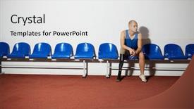  Presentation with amputation prosthesis - Cool new presentation theme with amputation prosthesis - young disable man with artificial backdrop and a white colored foreground