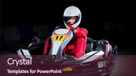  Presentation with driver - PPT theme featuring young girl karting driver isolated background and a tawny brown colored foreground