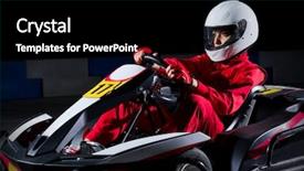  Presentation with racing - Presentation featuring young girl karting racer isolated background and a black colored foreground