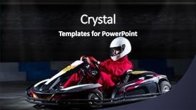  Presentation with stadium - PPT theme with young girl karting racer background and a black colored foreground