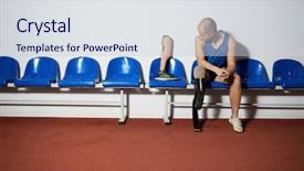  Presentation with amputation prosthesis - Colorful theme enhanced with chairs and looking at prosthesis backdrop and a sky blue colored foreground