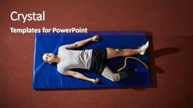  Presentation with amputation prosthesis - Theme enhanced with young relaxed sportsman with prosthesis background and a tawny brown colored foreground