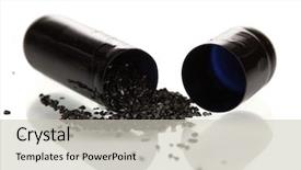  Presentation with carbon - Slide deck consisting of active medical - activated carbon in capsule isolated background and a light gray colored foreground