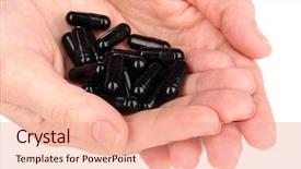  Presentation with carbon - Beautiful presentation theme featuring preformance - activated carbon in hands isolated backdrop and a coral colored foreground