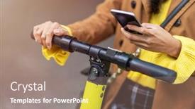  Presentation with electric scooter - Beautiful presentation featuring activating electric scooter from smart backdrop and a coral colored foreground