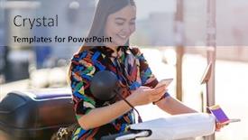  Presentation with electric scooter - Slide set with activating-electric-scooter-from-smart background and a light blue colored foreground