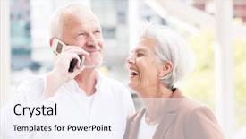  Presentation with active seniors senior couple - Audience pleasing slide deck consisting of active and happy senior couple backdrop and a  colored foreground