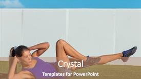  Presentation with children doing kids gym - Beautiful slides featuring active asian woman training core backdrop and a coral colored foreground