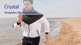  Presentation with water moving - Beautiful PPT theme featuring active athlete in windbreaker moving backdrop and a sky blue colored foreground