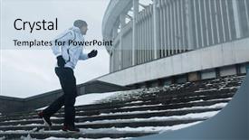  Presentation with upstairs - Colorful slides enhanced with active athlete running backdrop and a light blue colored foreground