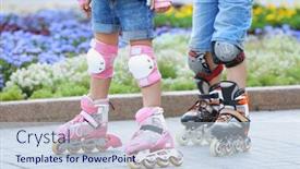  Presentation with park - Presentation with active-boy-and-girl-rollerskating and a sky blue colored foreground