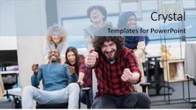  Presentation with fun work - Presentation consisting of active breaks - multiethnics startup business team background and a  colored foreground