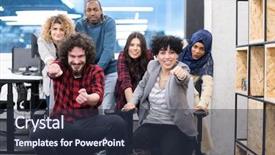  Presentation with fun work - Audience pleasing presentation theme consisting of active breaks - multiethnics startup business team backdrop and a  colored foreground