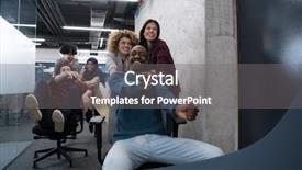  Presentation with fun work - Slide set enhanced with active breaks - multiethnics startup business team background and a  colored foreground