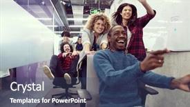  Presentation with fun work - Presentation design with active breaks - multiethnics startup business team background and a  colored foreground