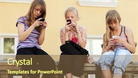  Presentation with cell phones - Slide deck with active cells - group of school girls calling background and a  colored foreground
