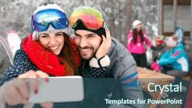  Presentation with selfie - Beautiful presentation theme featuring active cells - smiling couple taking selfie together backdrop and a ocean colored foreground