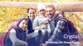  Presentation with tourism selfie - Slide deck enhanced with active cells - travel tourism hike and people background and a ocean colored foreground