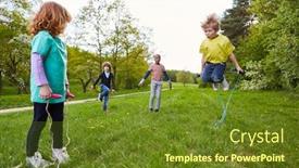  Presentation with play children - Theme enhanced with active-children-play-jump-rope background and a tawny brown colored foreground