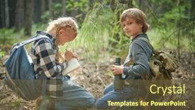  Presentation with kids - PPT layouts enhanced with active-children-two-curious-kids background and a tawny brown colored foreground